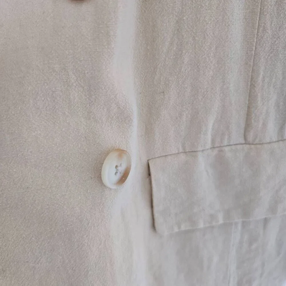 Free People Blazer Womens Small Beige Linen Notch Collar Formal‎ Business Jacket